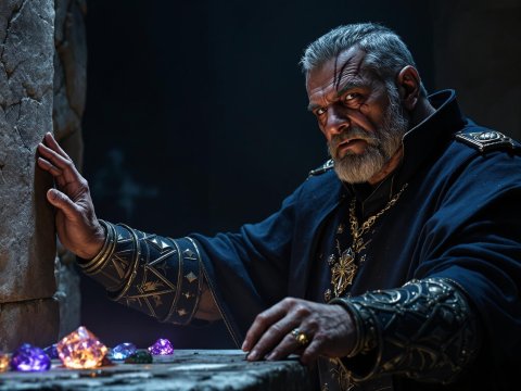 Grizzled Battle-Scarred Warrior in Dark Fantasy Setting