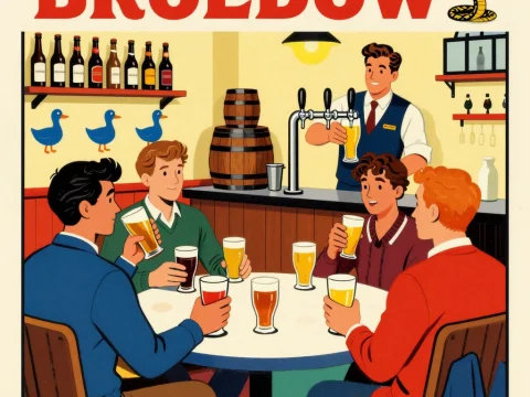 Group of Friends Enjoying Beer at a Bar