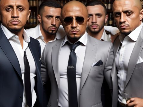 Group of Stylish Men in Suits at a Bar