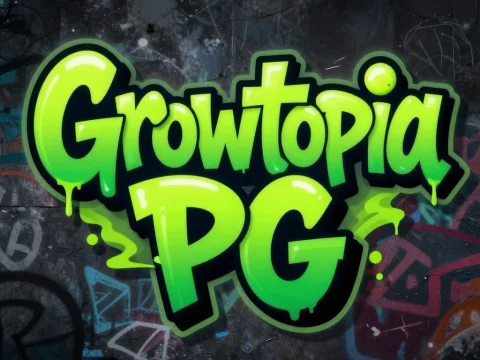 Growtopia PG Graffiti Logo in Neon Green