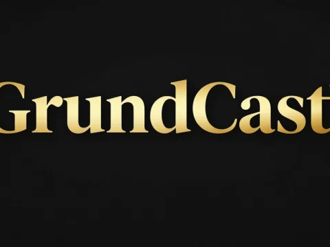 GrundCast Elegant Gold Logo on Black Background
