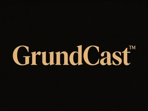 GrundCast Logo in Elegant Serif Font