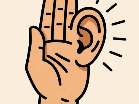 Hand Holding an Ear Listening Illustration