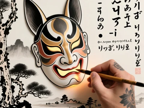 Hand Painting a Traditional Japanese Kitsune Mask