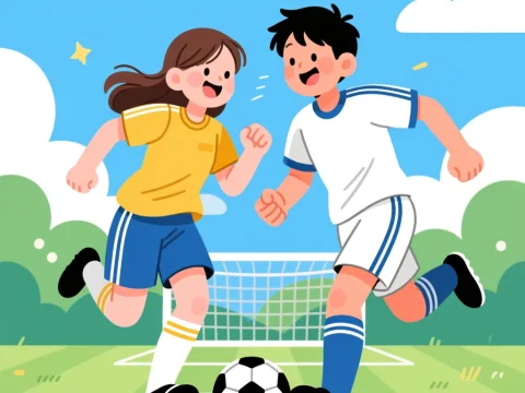 Happy Kids Playing Soccer on a Sunny Day