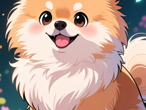 Happy Pomeranian in Cute Manga Style