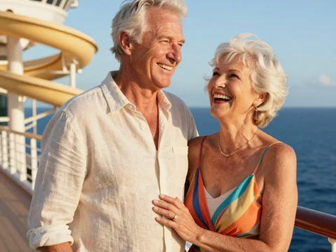 Happy Senior Couple Enjoying Cruise on a Sunny Day