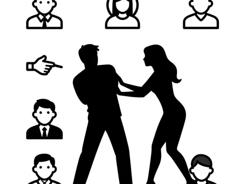 Harassment Icon Set with Silhouettes and User Avatars