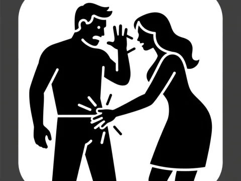 Harassment Icon Showing Unwanted Physical Contact