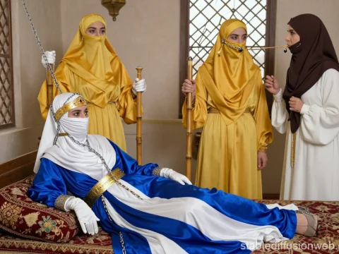 Harem Lady Chained in Historical Setting