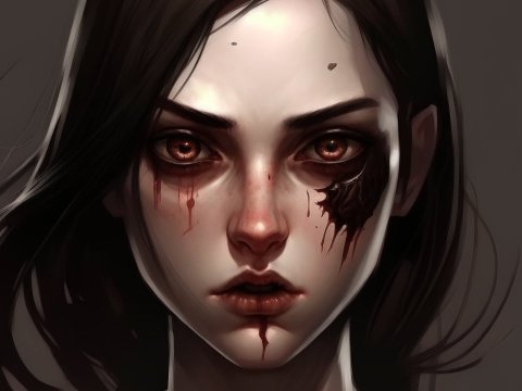 Haunting Portrait of a Woman with Dark Wounds