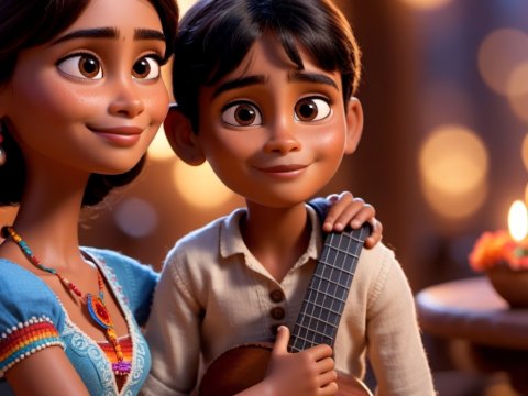 Heartwarming Moment Between Siblings with Guitar