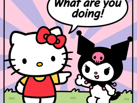 Hello Kitty and Kuromi Comic Panel