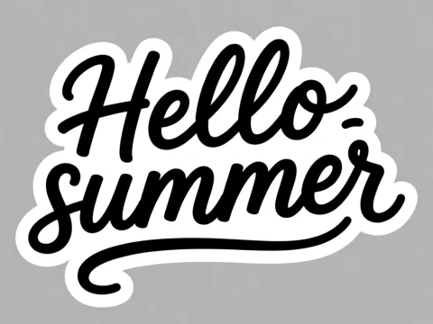 Hello Summer Black Ink Lettering