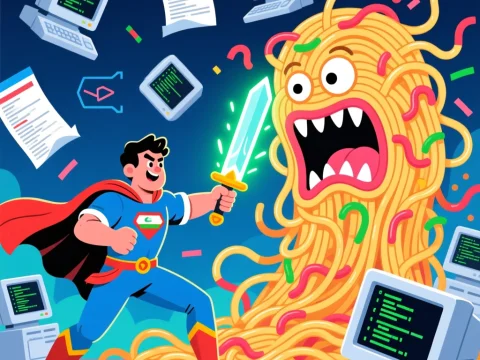 Heroic Programmer Battles Spaghetti Monster