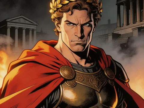 Heroic Roman Leader in Golden Laurel