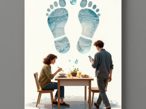 Hidden Water Consumption Footprint Illustration