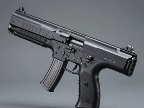 High-Resolution Image of a Modern Black Submachine Gun