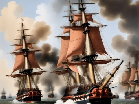 Historic Naval Battle with Sailing Warships