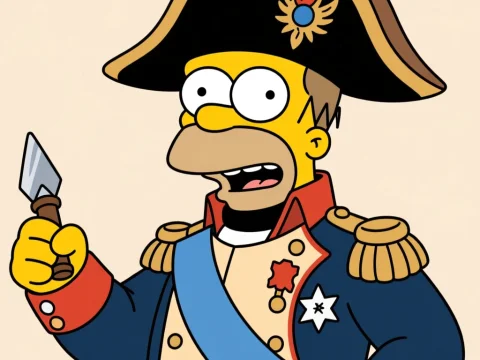 Homer Simpson as Napoleon Bonaparte Cartoon