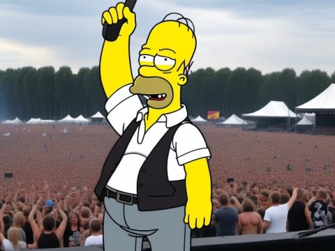 Homer Simpson Rocking Out at a Massive Outdoor Concert