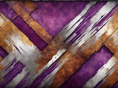 Hyper Realistic Intersecting Rusted Metal Strips on Purple Background