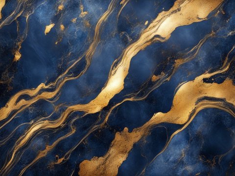 Hyper Realistic Navy Blue and Gold Marble Texture