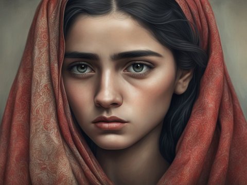 Hyper Realistic Portrait of a Sad Pukhtoon Woman