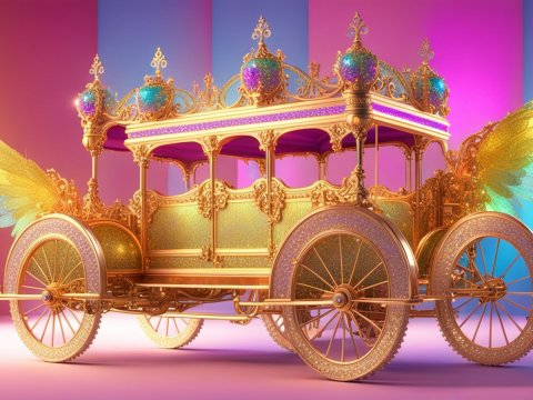 Hyper Realistic Princely Carriage with Golden Wings