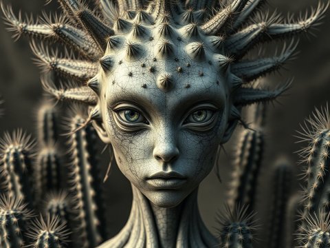 Hypercomplex Cactus Sylph with Symmetrical Spikes