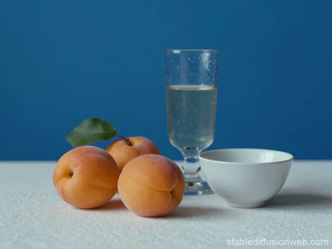 Hyperrealist Apricot Still Life with Glass and Bowl
