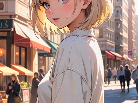 Hyperrealistic Anime Girl in Urban Fashion