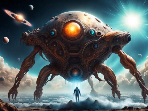 Hyperrealistic Sci-Fi Alien Machine on a Distant Planet