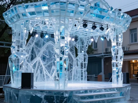 Ice Crystal Canopy Stage with Icicle Details