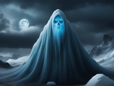 Ice Ghost Undead in a Frozen Mountain Landscape