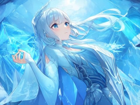 Ice Princess in a Frozen Arctic Cave