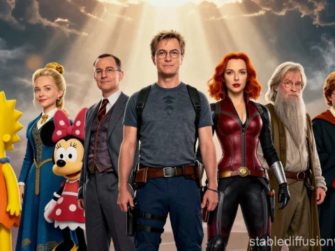 Iconic Characters United in Cinematic Poster