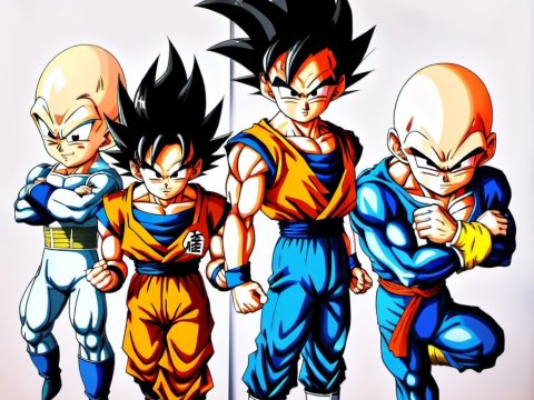 Iconic Dragon Ball Characters in Classic Anime Style