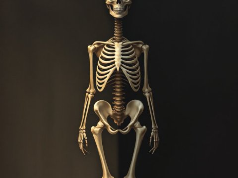 Illuminated Human Skeleton in Surreal Light
