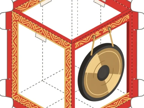 Illustrated Gamelan Gong Frame Craft Template