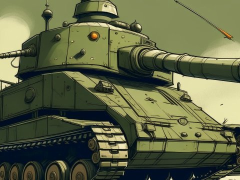 Illustrated Military Tank in Action