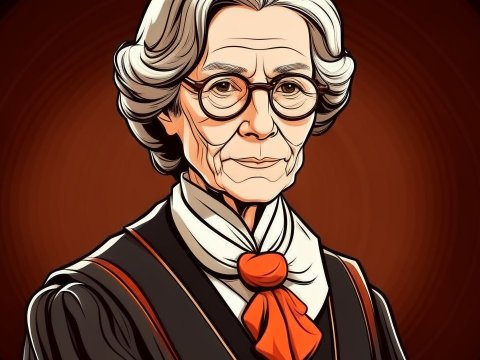 Illustrated Portrait of Elderly Woman with Glasses