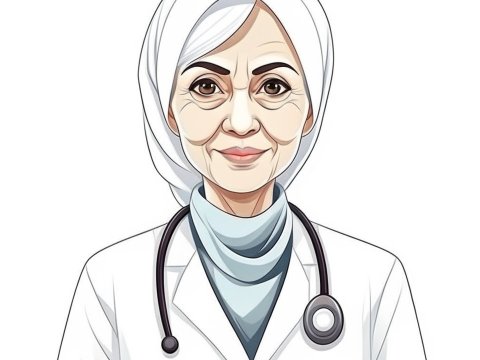 Illustration of a Female Doctor Wearing a Hijab