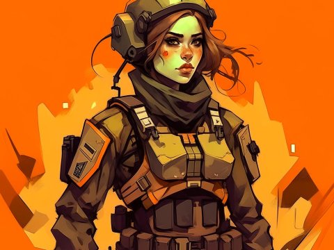 Illustration of a Female Soldier in Tactical Gear