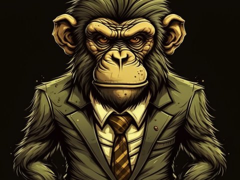 Illustration of a Monkey Boss in a Suit