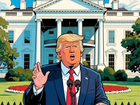 Illustration of a Political Speech at the White House