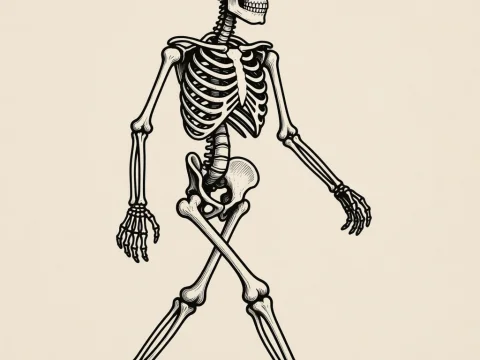 Illustration of a Walking Human Skeleton