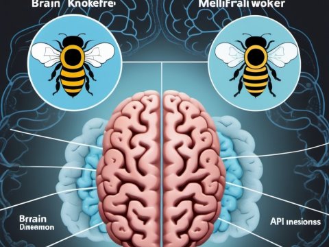 Illustration of Brain and Bees with Labels