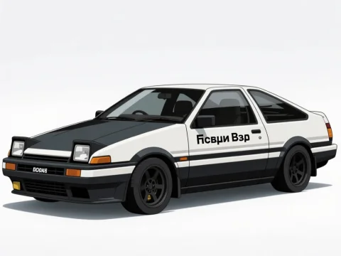 Illustration of Classic Black and White Sports Car