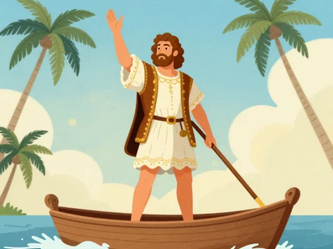 Illustration of Columbus Arriving in America